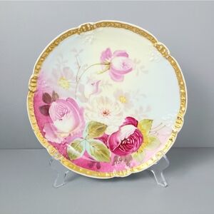 Limoges France Artist Signed B. Luc Floral Hand-Painted Decorative Plate